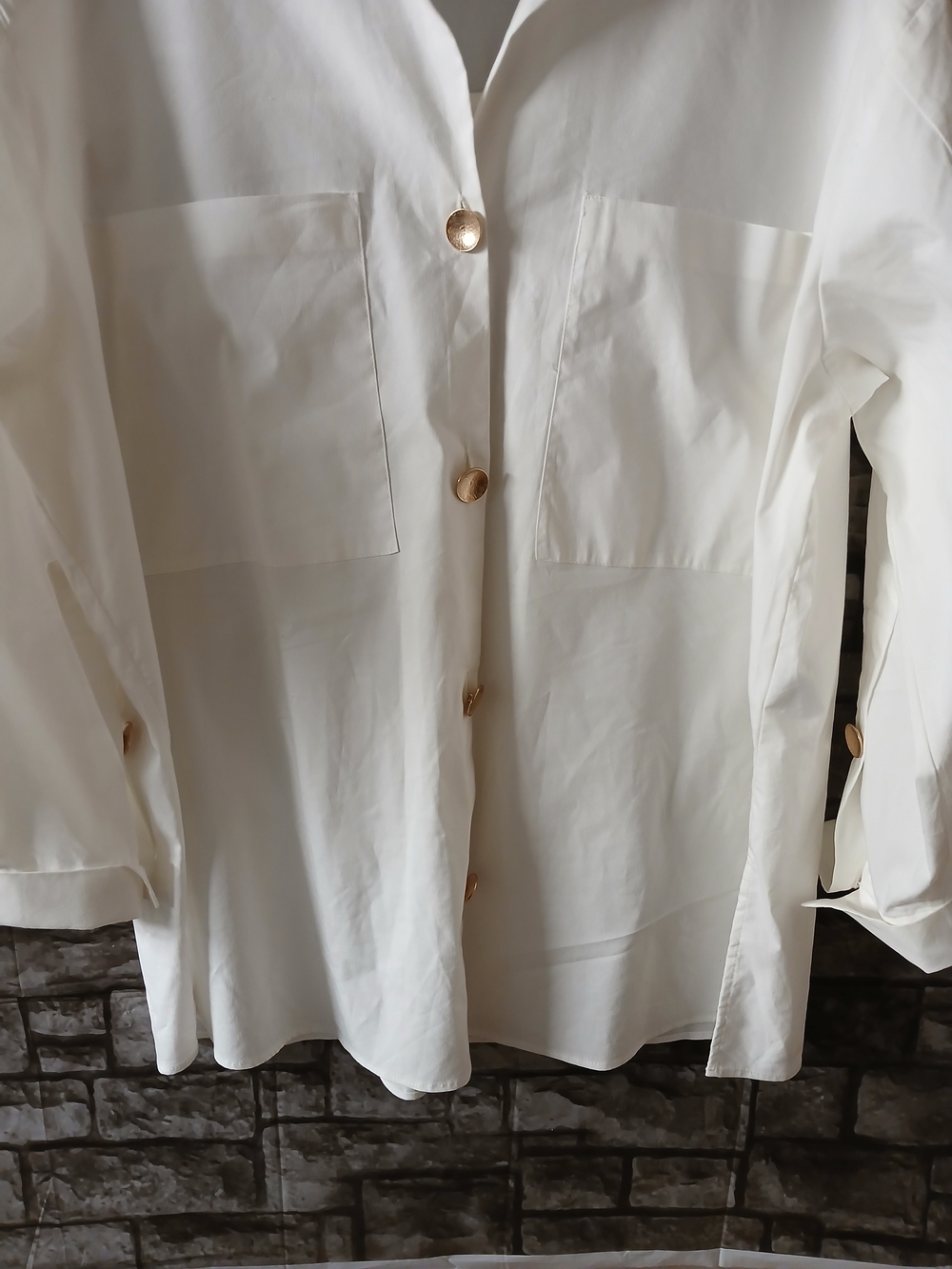 Magaschoni  Classic White Button-Up Shirt with Gold Buttons - Women